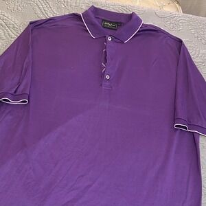 Bobby Jones Collection Mens Purple Golf Polo Shirt Embroidered Golfer motif Sz L